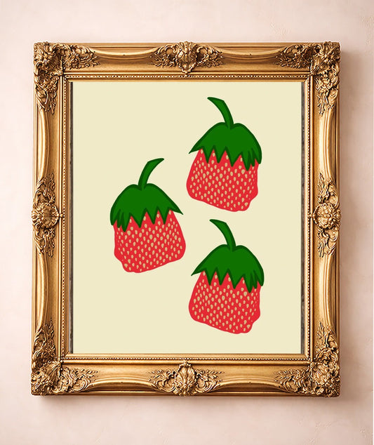 Strawberry Candy Nostalgia — art print by Betsy Crum in a gold frame