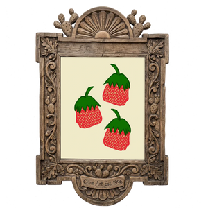 Strawberry Candy Nostalgia — kitchen art print by Betsy Crum in a carved wood frame