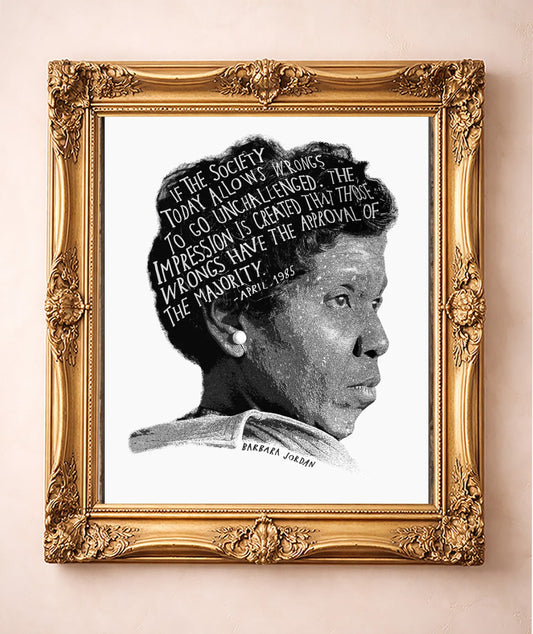 Barbara Jordan Portrait — art print by Betsy Crum in a gold frame