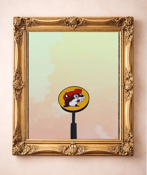 Buc-ee's Under a Big Sky — art print by Betsy Crum in a gold frame