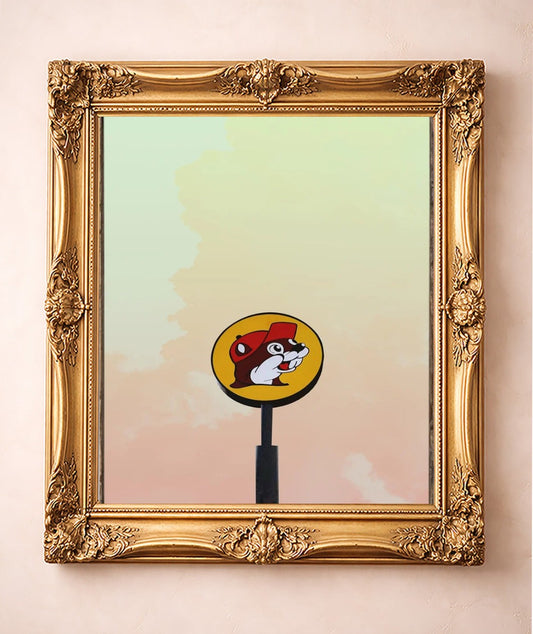 Buc-ee's Under a Big Sky — art print by Betsy Crum in a gold frame