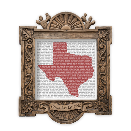 Texas Singer Songwriters — art print by Carl Crum in a carved wood frame