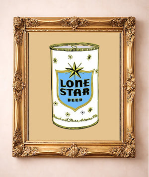 Lone Star Label Sketch — art print by Betsy Crum in a gold frame