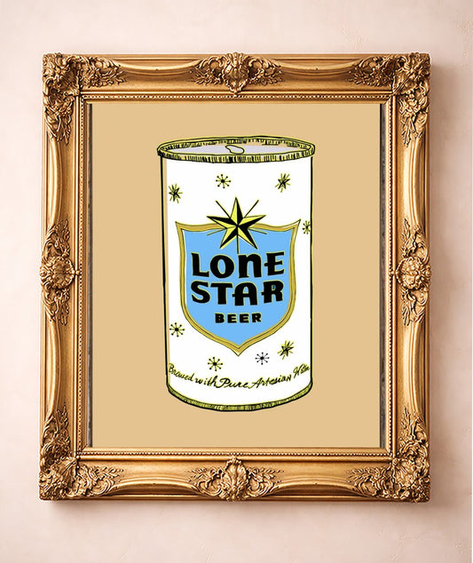 Lone Star Label Sketch — art print by Betsy Crum in a gold frame