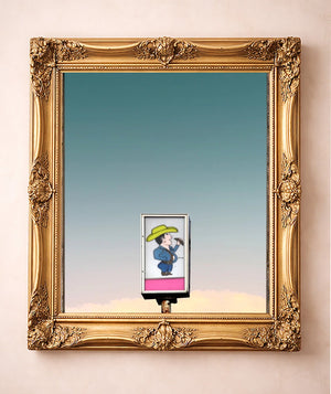 Cowboy Sign on a Pole — art print by Betsy Crum in a gold frame
