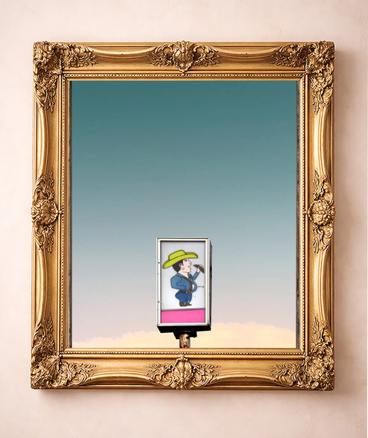 Cowboy Sign on a Pole — art print by Betsy Crum in a gold frame