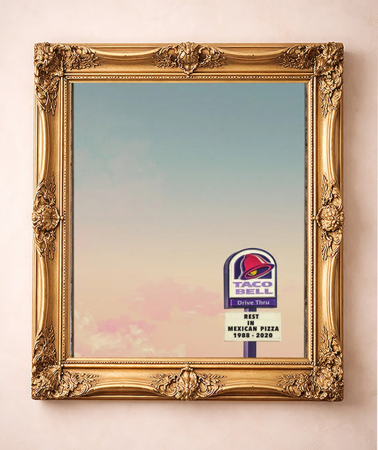Taco Bell Drive-Thru Sign — art print by Betsy Crum in a gold frame