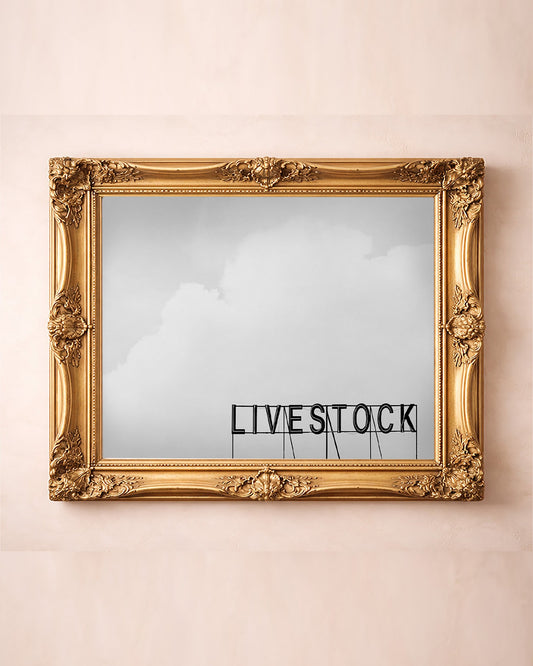 Livestock Sign western art print by Betsy Crum — in a gold frame