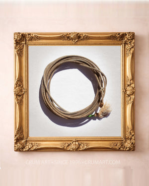 Modern Lariat on White — square lasso art print by Carl Crum in a gold frame