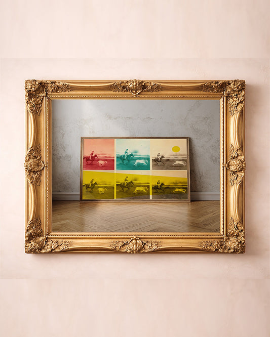 Steer Tripping JY rodeo art print by Carl Crum — in a gold frame