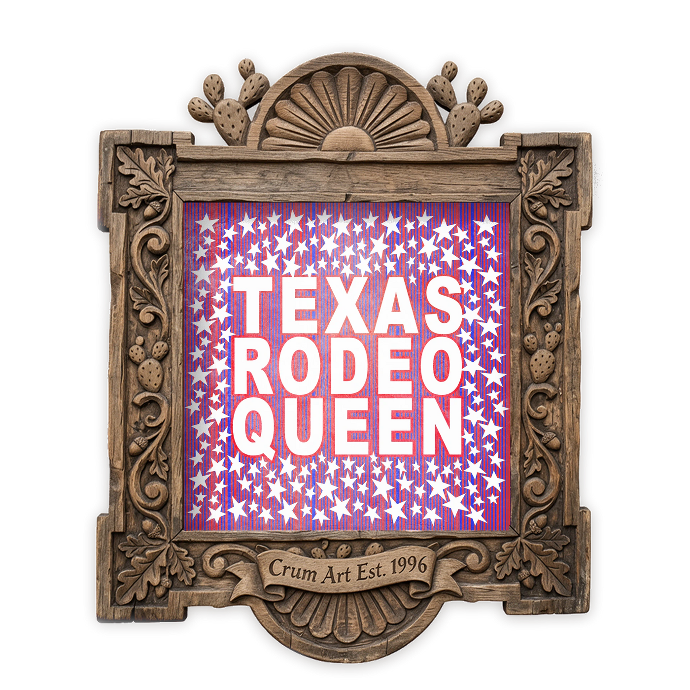 Rodeo Art | Texas Rodeo Queen | Betsy Crum — art print in a carved wood frame, Crum Art