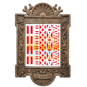 Texas Texas Texas Typography — Texas art print by Betsy Crum in a carved wood frame