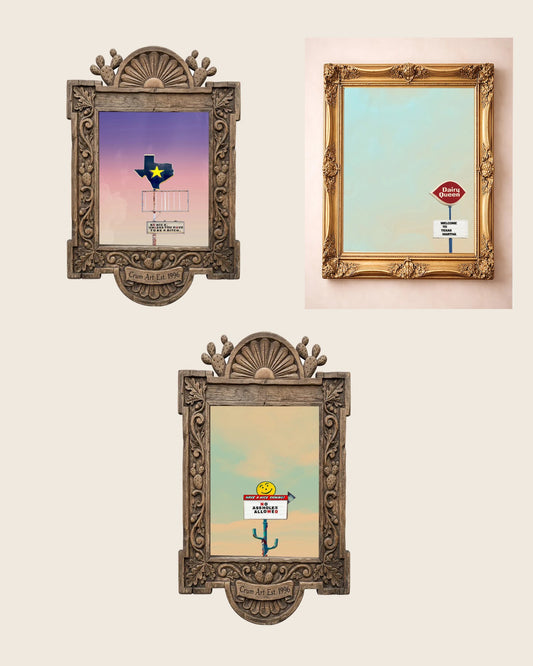 The Big Sky Signs Set — set of 3 wall art: Be Nice, Dairy Queen Big Texas Sky, No Assholes Allowed by Betsy Crum | Crum Art