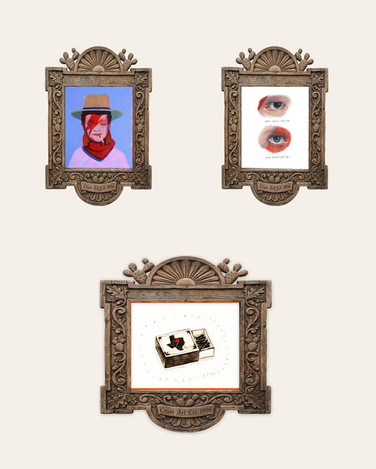 The Bowie Set — set of 3 wall art: Cowboy Bowie Print, Bowie Eyes Study, Bowie Texas Matchbox by Caya Crum | Crum Art