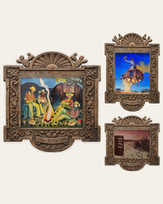 The Campfire Set — three framed western art prints by Crum Art