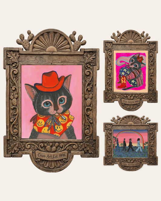 The Cat Set — set of 3 wall art: Smokey the Cowboy Cat, Rosie Cowgirl Cat, Abbey Road Print by Caya Crum | Crum Art
