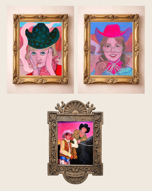 The Cousins Set — set of 3 wall art: Emma, Hanna, The Cowboy Gaze Print by Caya Crum | Crum Art