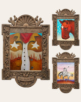 The Cowboy Stars Set — set of 3 wall art: Cowboy Stars Fringe Vest, Star Horse Dreamer, Bronc Buster Sunset by Caya Crum | Crum Art