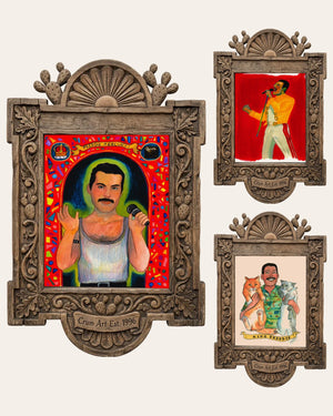 The Freddie Set — set of 3 wall art: Saint Freddie Mercury, Freddie Live Aid 1985, Freddie Mercury Cats by Caya Crum | Crum Art