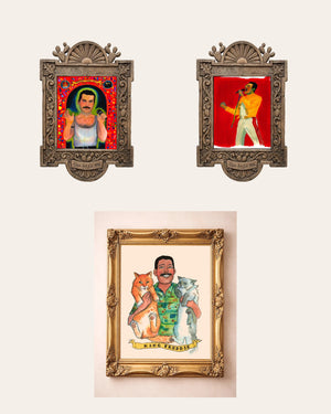 The Freddie Set — set of 3 wall art: Saint Freddie Mercury, Freddie Live Aid 1985, Freddie Mercury Cats by Caya Crum | Crum Art