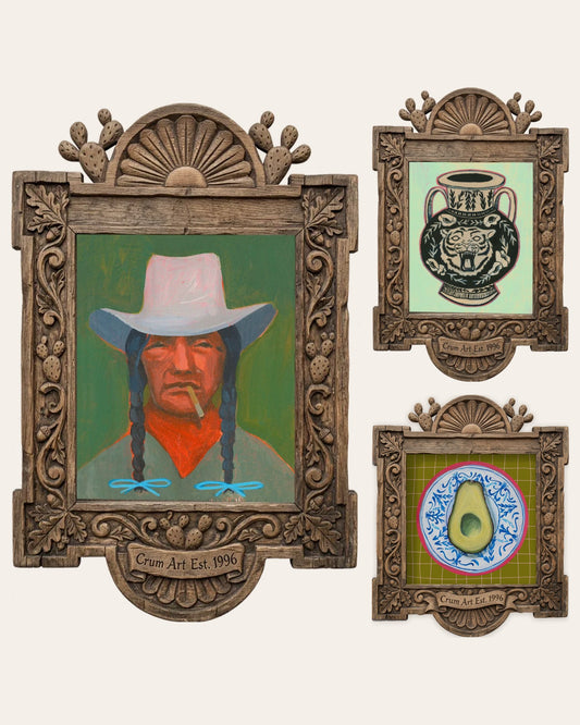 The Greens Set — set of 3 wall art: Tex, Tiger Amphora Mint Green, Avocado on a Chinoiserie Plate by Caya Crum | Crum Art