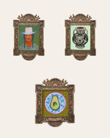 The Greens Set — set of 3 wall art: Tex, Tiger Amphora Mint Green, Avocado on a Chinoiserie Plate by Caya Crum | Crum Art