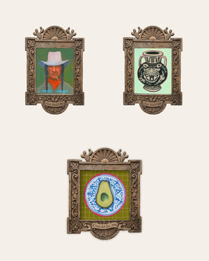 The Greens Set — set of 3 wall art: Tex, Tiger Amphora Mint Green, Avocado on a Chinoiserie Plate by Caya Crum | Crum Art