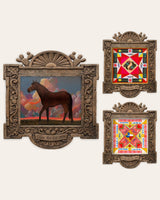 The Hero Set — set of 3 wall art: Horse & Clouds, Cowboy Boots Quilt Square, Bluebonnet Quilt Square by Caya Crum | Crum Art