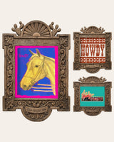 The Howdy Set — set of 3 wall art: Howdy Horse Neon Yellow, Howdy Game Day Orange, Howdy Stranger Neon (Threadgill's) by Crum Art | Crum Art
