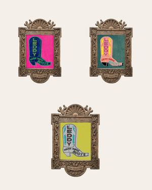 The Leddy Set — set of 3 wall art: Leddy Boot Neon, Leddy Boots Pink, Leddy Boot Green by Betsy Crum | Crum Art