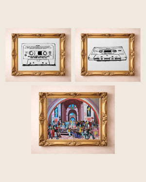 The Mixtape Set — set of 3 wall art: Willie Nelson Cassette B&W, The Judy's Moo Cassette, School of Rock Old Masters by Crum Art | Crum Art
