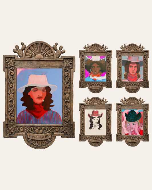 The Smoking Cowgirls Set — 5 piece cowgirl wall art: Mildred, Dorothy, Lana, Tavi and Emma by Caya Crum | Crum Art