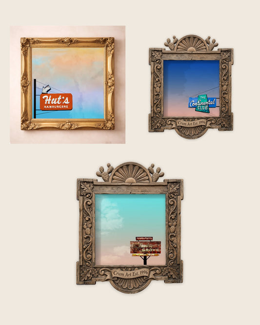 The South Austin Set — set of 3 wall art: Hut's Hamburgers Print, Continental Club Print, Square, Shady Grove Print by Betsy Crum | Crum Art
