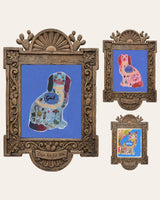 The Staffordshire Set — set of 3 wall art: Blue Staffordshire Good Dog, Pink Staffordshire Luck Dog, Preppy Staffordshire Cat by Caya Crum | Crum Art