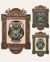 The Tiger Amphora Set — set of 3 wall art: Amphora Blush Pink, Slate Blue, Mint Green by Caya Crum | Crum Art
