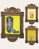 The Yellow Set — set of 3 wall art: Fridge Cig Neat, Daffodils on Yellow, Leddy Boot Yellow Print by Crum Art | Crum Art