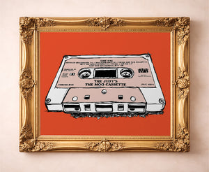 The Judy's Moo Cassette music wall art print by Betsy Crum — in a gold frame