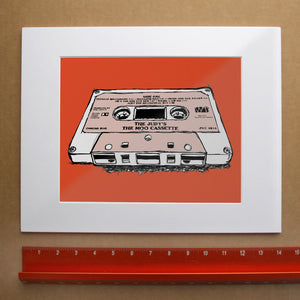 The Judy's Moo Cassette music wall art print by Betsy Crum — horizontal room scene
