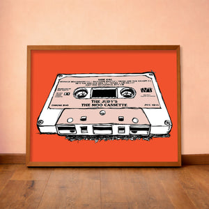 The Judy's Moo Cassette music wall art print by Betsy Crum — horizontal room scene
