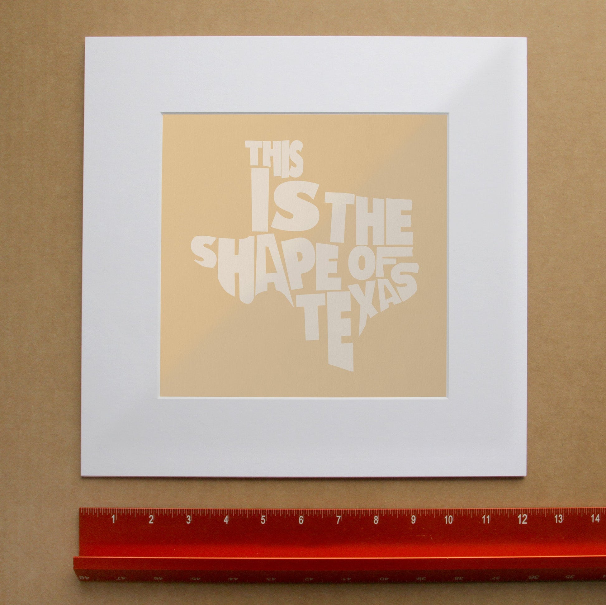 This Is the Shape of Texas Print | Betsy Crum in matted square frame mockup