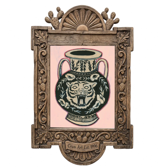 Amphora Blush Pink Print — art print by Caya Crum in a carved wood frame