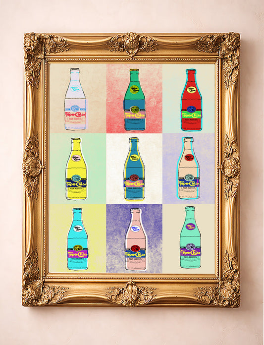 Topo Chico Warhol Grid Pop shown framed by Crum Art