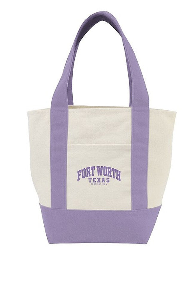 Lavender canvas tote bag printed Fort Worth Texas by Crum Art