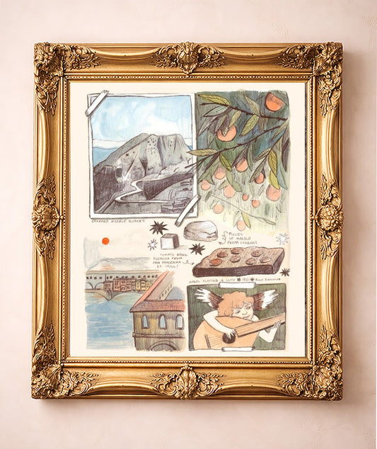 Florence Sketchbook — art print by Caya Crum in a gold frame