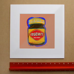 Vegemite Pop Art Print | Land Down Under Song | Betsy Crum Art in matted square frame mockup