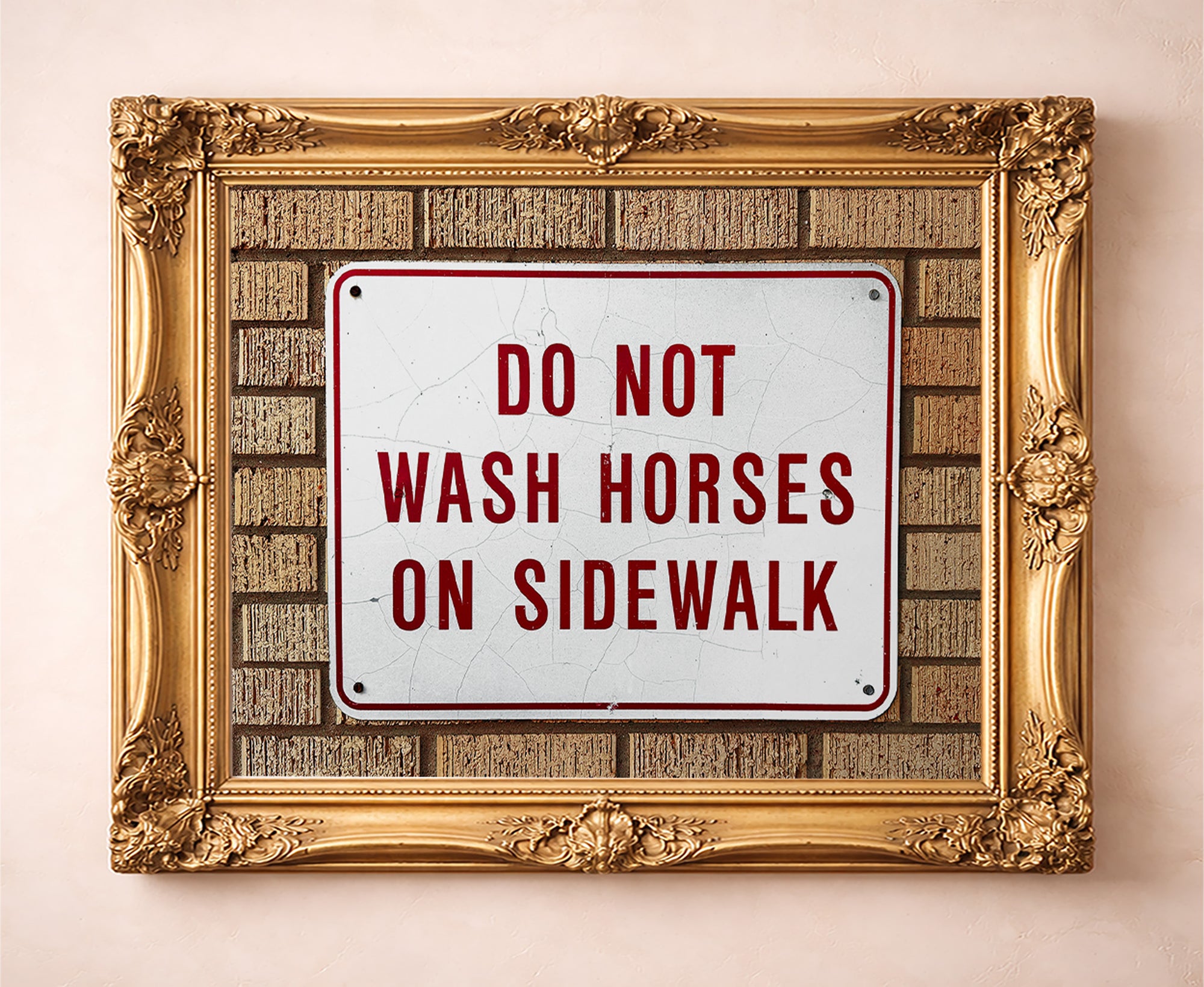 Wash Horses sign Fort Worth photograph by Carl Crum in a gold frame — Will Rogers Coliseum
