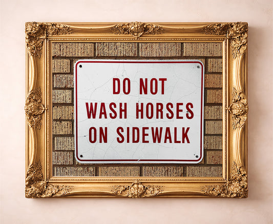 Wash Horses sign Fort Worth photograph by Carl Crum in a gold frame — Will Rogers Coliseum