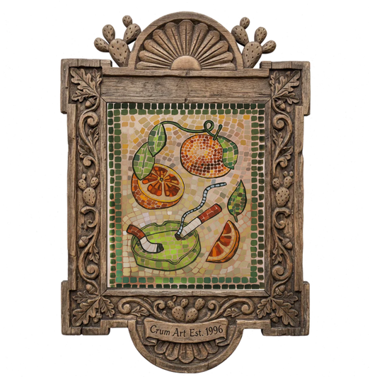 Cigarettes & Oranges Mosaic — art print by Caya Crum in a carved wood frame