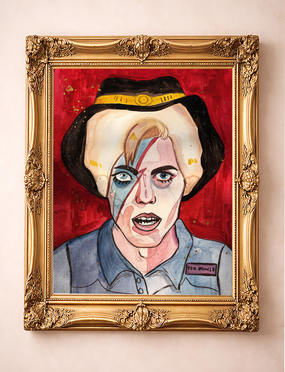 Cowboy Bowie Fan shown framed by Crum Art