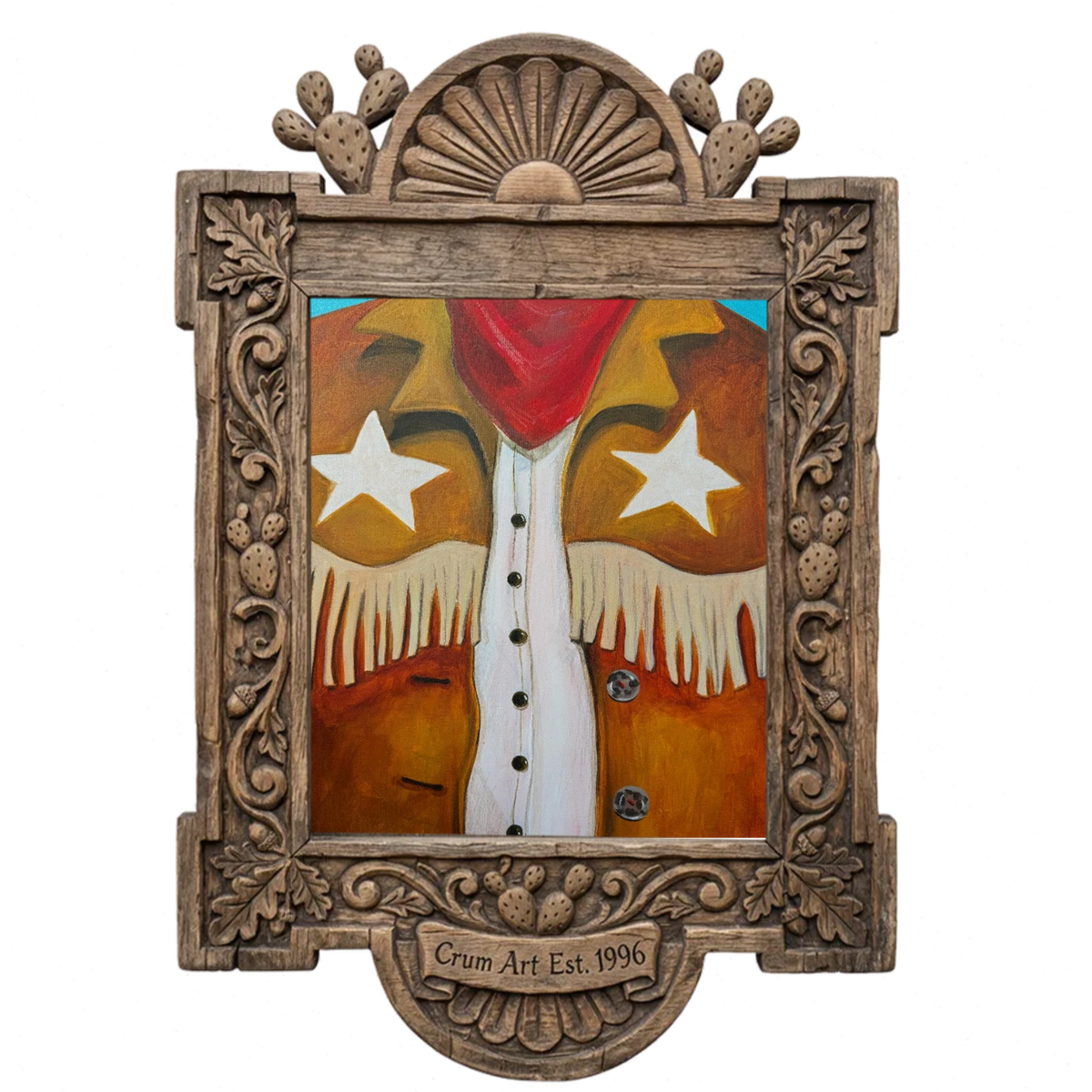 Cowboy Stars Set of 3 — art print by Caya Crum in a carved wood frame